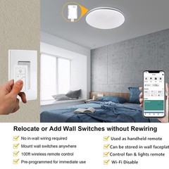 Wireless Dimmer Switch,1 Receiver and 2 Remotes Kit,Wireless Dimming Remote C…