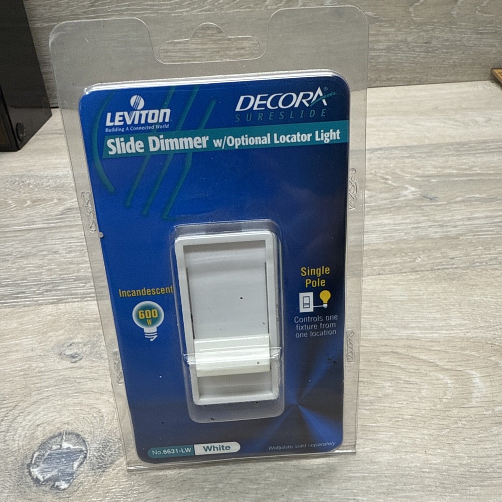 Leviton Sure Slide Slide Dimmer W/ Optional Locator Light 600W No. 6631-LW White