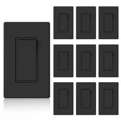 Decorator 15 Amp 120-Volt 3 Way Rocker AC Quiet Light Switch, with Wall Plate, M