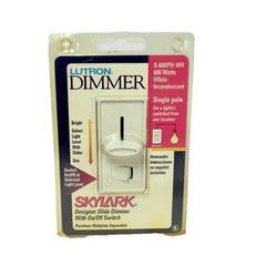 Lutron Skylark S-600PH WH White Single Pole Wall Dimmer Slide Light Switch 600w