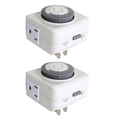 2 Pack 110-125V 3-Pin Mechanical Timer For Home Appliance 24-Hour Outlet Device