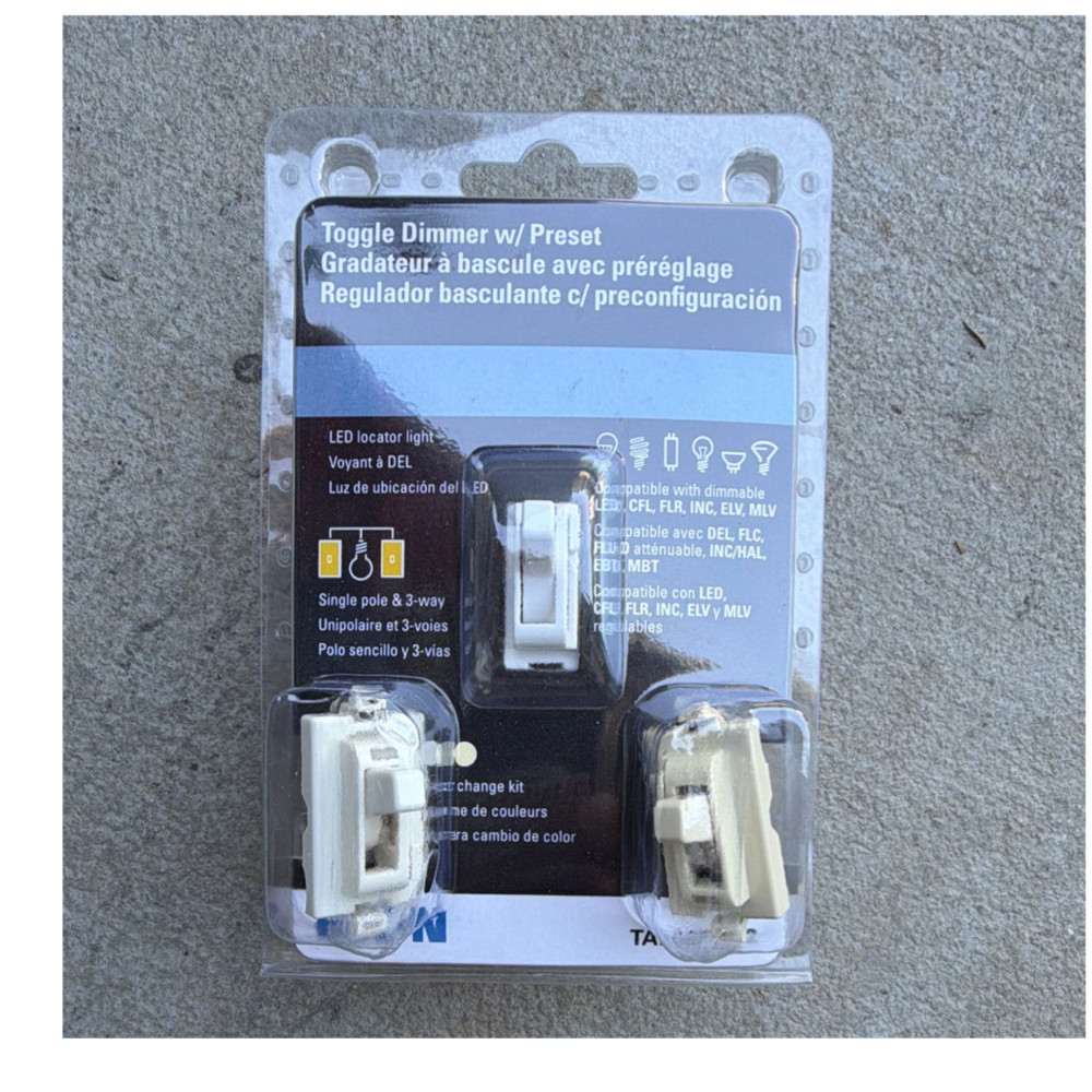 Eaton TAL06P1 Toggle Dimmer Wall Switch LED Locator Light 120V 3-Way CFL/LED