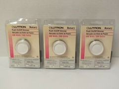 Lot of 3 NOS Lutron Single Pole On/Off Rotary Dimmer 600 Watts D-600PH-WH White