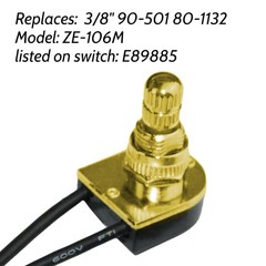 2pcs Zing Ear ZE-106M Rotary Turn Canopy Switch Brass 6 A 250 V E89885 3/8″ R…