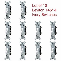 10-PK LEVITON IVORY Framed TOGGLE Wall Light Switch 15A 120V NEW 1451-I