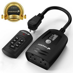 100FT Outdoor Remote Control Light Sensor Timer Countdown Waterproof 2 Outlet