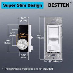 BESTTEN 6 Pack Super Slim Dimmer Switch, Single Pole or 3-Way, Dimmable Light Sw