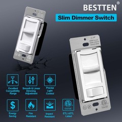 BESTTEN 6 Pack Super Slim Dimmer Switch, Single Pole or 3-Way, Dimmable Light Sw