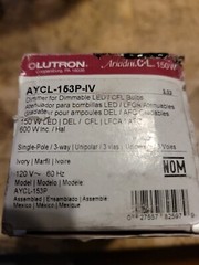 Lutron AYCL-153P-IV Dimmable CFL/LED Dimmer Toggle/Slide Switch – New In Box