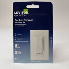Leviton Decora +Rocker Dimmer Switch w/ slide bar DSL06-1LM White/ Lt Almond NEW