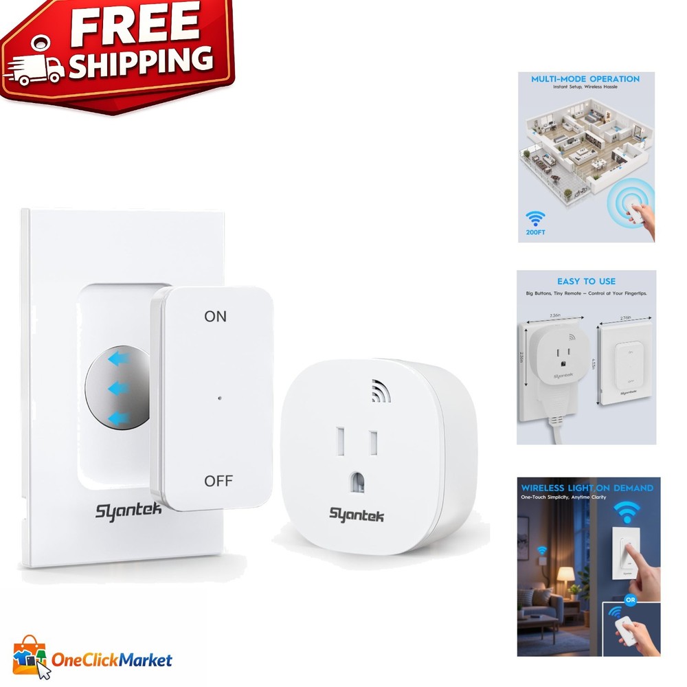 Effortless Wireless Remote Control Light Switch – 200FT Range 15A Capacity