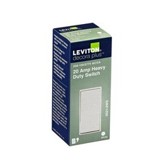 Leviton 05621-2WS White 20A 277V 1-Pole Rocker AC Quiet Switch 4.06 Hx1.76 W in.