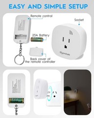 Wireless Remote Control Outlet Switch 200ft Range 15A 1875W Plug White 1 Pack