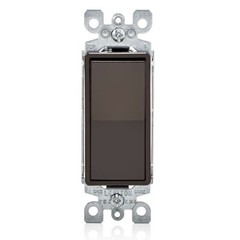 Leviton 5603-2, 15 Amp Decora Rocker 3-Way Switch, Grounding, Brown