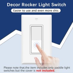 Decorator Wall Light Switch 15A Paddle Rocker Single Pole UL Listed White 40Pack