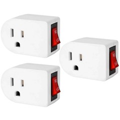 3 Pack 3 Prong Grounded Outlet with On/off Switch Wall Tap Adapter Power Switch