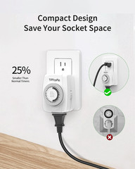 Temporizador enchufe mecanico interior 3 puntas 24 horas programable luz navidad