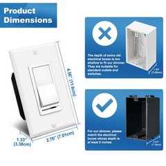 2 Pack Dimmer Light Switch, Universal Lighting Control, Single Pole or 3 Way,…