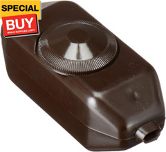 Feed-Through Lamp Cord Dimmer for Incandescent Bulbs, 6250-3, Brown