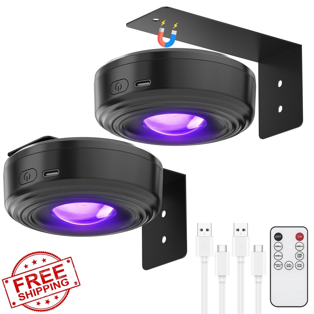 Skairipa 2 Pack Mini Black Light Remote Timer