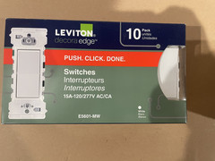 10 Pk White Leviton E5601-MW Decora Edge 15 Amp 120/277 Volt Single Pole Switch