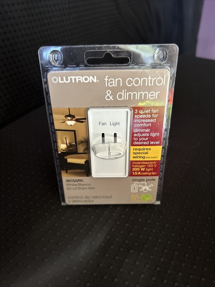 Lutron Skylark 1 Pole, Fan Control & Dimmer Wall Switch – White, 3 Speed New
