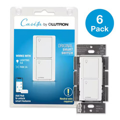 Caseta Smart Switch for All Bulb Types or Fans, 5A, Neutral Wire Required, White