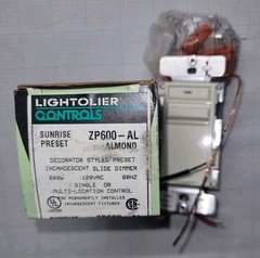 Lightolier ZP600-AL Incandescent Dimmer, 600 Watt 120 Volt , ALMOND Finish