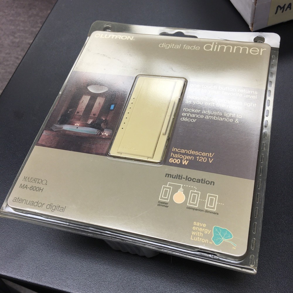 Lutron Maestro MA-600H-IV 120V 600W Inc Hal Dimmer Ivory Discolored Package
