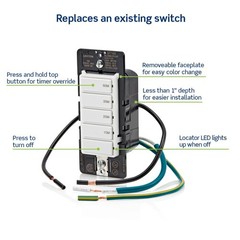 Leviton Countdown Timer Switch for bathroom fan and household lights, 10-20-3…