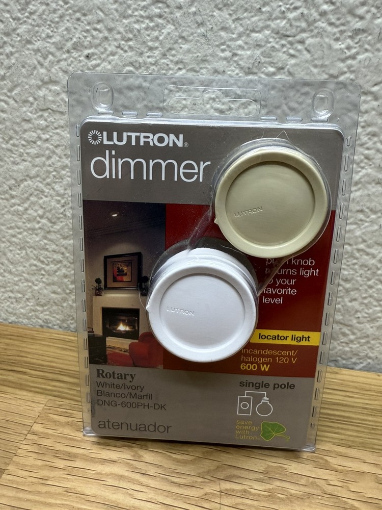 Lutron DNG-600PH-DK Rotary Dimmer w / White & Ivory Knobs Sealed Box Damage