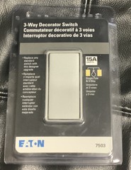 EATON 3 WAY Or Single Pole Decorator LIGHT SWITCH Gray Silver 7503 New Unopened