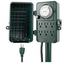 24 Hour Mechanical Outdoor Multi Socket Timer 6 Outlet Garden Power Stake