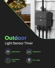 Waterproof Outdoor Light Timer with 3 Grounded Outlets for Dusk to Dawn Control