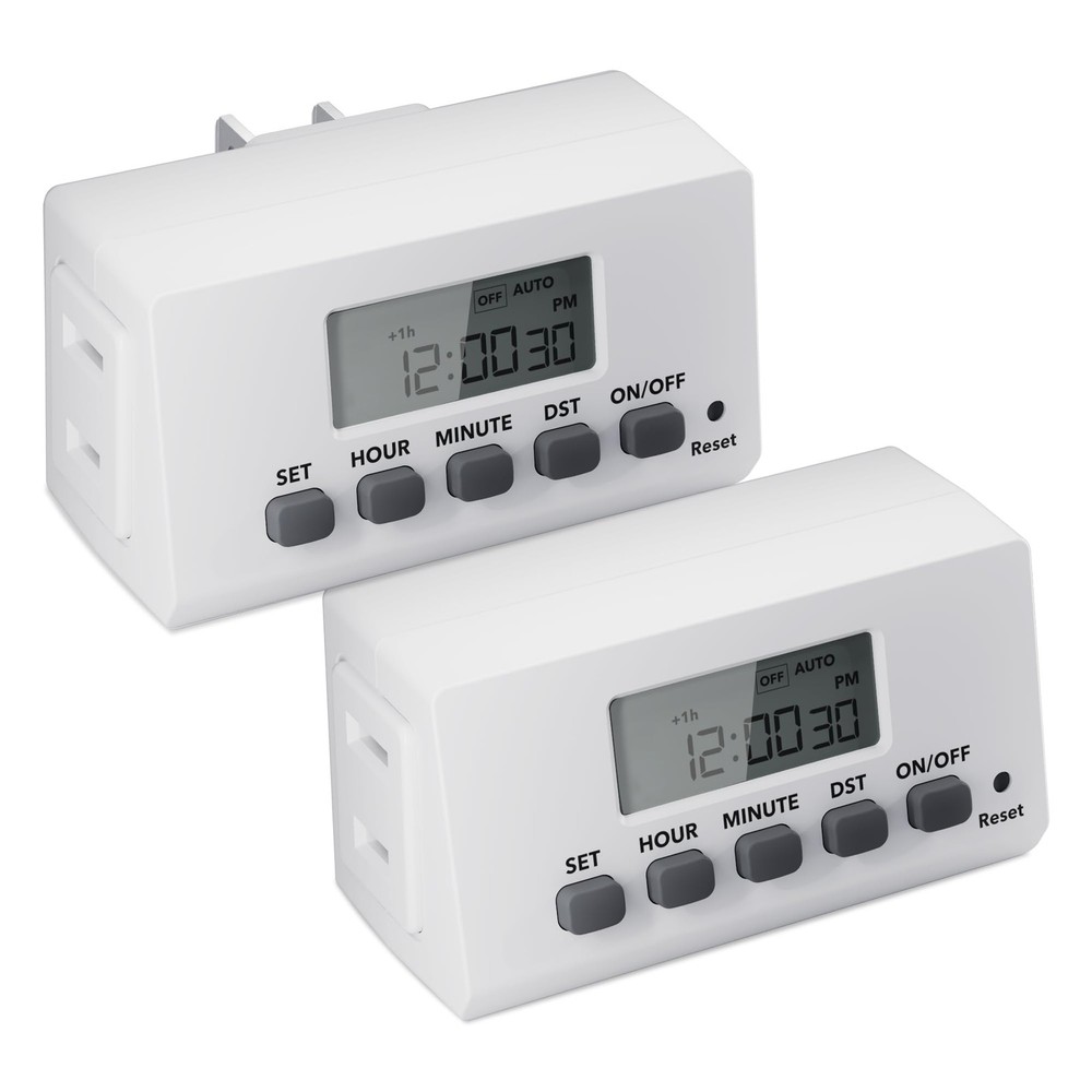 BN-LINK Indoor Digital Timer Outlet,24 Hour 2-Prong,2-Pack, 2 Prong