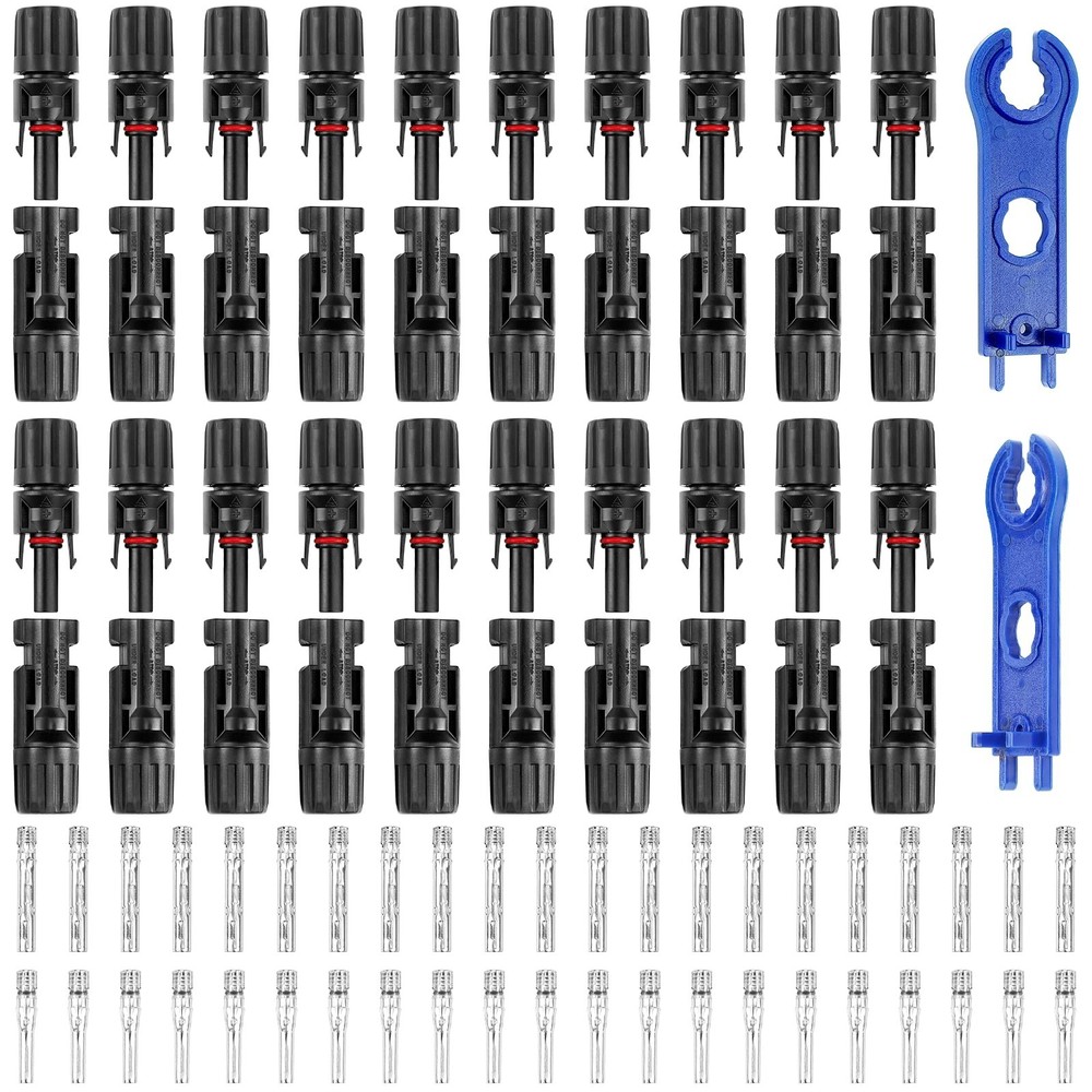 50PCS Solar Connectors, 25 Pairs with 2 Pack Wrenches – IP67 Waterproof, 1000…