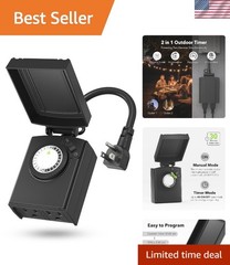 Programmable Outdoor Timer With Dual Grounded Outlets – 30 Min Intervals