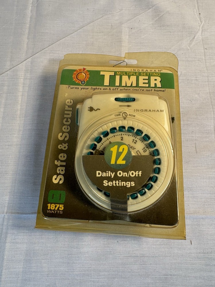 Vintage Ingraham Multiple Setting Light Timer 12 Daily On/Off Settings 1875 Watt