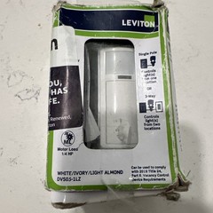 Leviton DVS05-1LZ 5A Decora Vacancy Motion Sensor Switch, White/Ivory/Almond