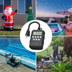 BN-LINK 7 Day Outdoor Heavy Duty Digital Programmable Timer Dual Outlet 8 On/Off