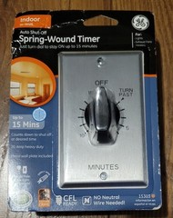 GE Spring-Wound Timer Auto Shut Off Indoor In-Wall Up to 15 Minutes 15303
