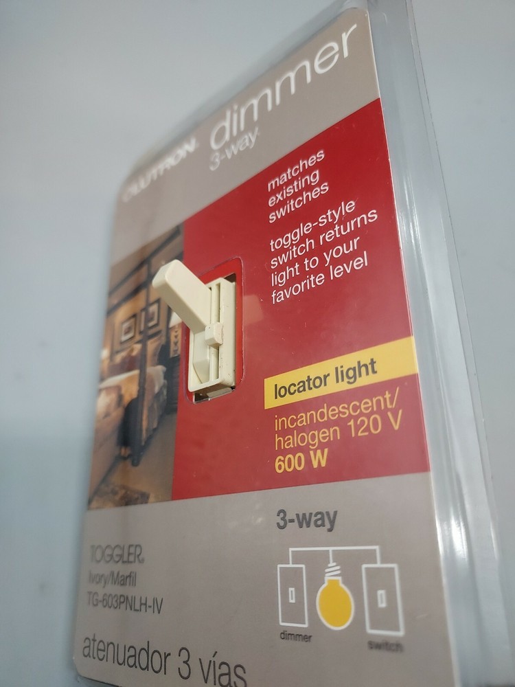 TG-603PNLH-WH LUTRON DIMMER 3-WAY TOGGLER IVORY LOCATOR LIGHT SWITCH