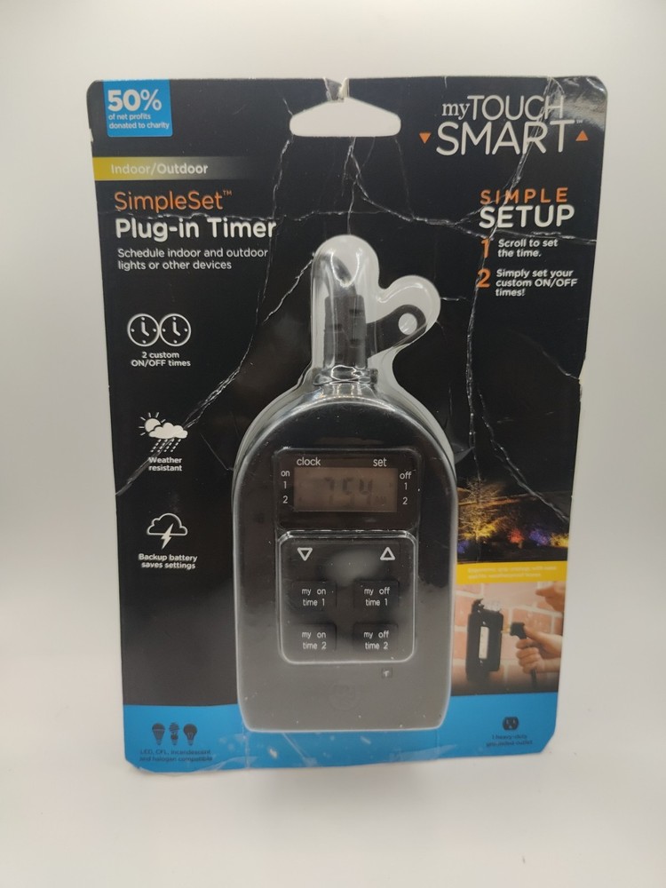MyTouchSmart Indoor/Outdoor Plug-in Digital Timer, One Grounded Outlet