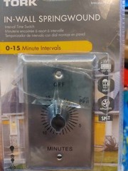 Tork In-Wall Springwound Indoor Interval Time Switch 0-15 Min RFF15M Open Box
