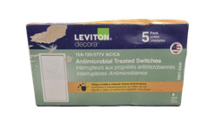 5-PACK Leviton 15-Amp 120/277 Volt Single Pole Decora Rocker Switch in White