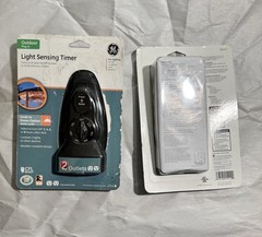 Lot of 2 NEW GE Light Sensing Timer Outdoor • Dusk to Dawn • Single Outlet