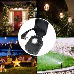 BN-LINK 24 Hour Mechanical Outdoor Light Timer with Covers, Heavy Duty