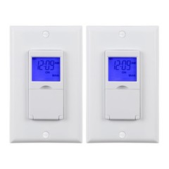 Programmable Indoor Light Switch Timer with Backlight & Backup Battery – 2 Pack