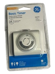 Basic Plug-In Timer GE, 24-Hour Programmable – Auto On/Off – Indoor Use Only