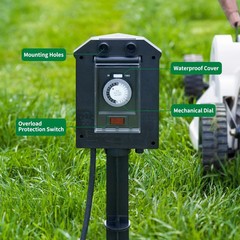 TiFFCOFiO Outdoor Power Strip Waterproof, 24 Hour Mechanical Timer, 6 ft Extensi